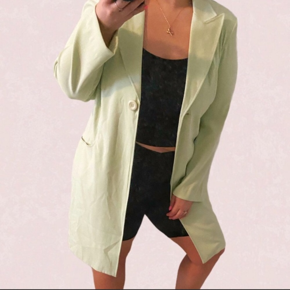 Vintage 90's pastel green long line blazer jacket